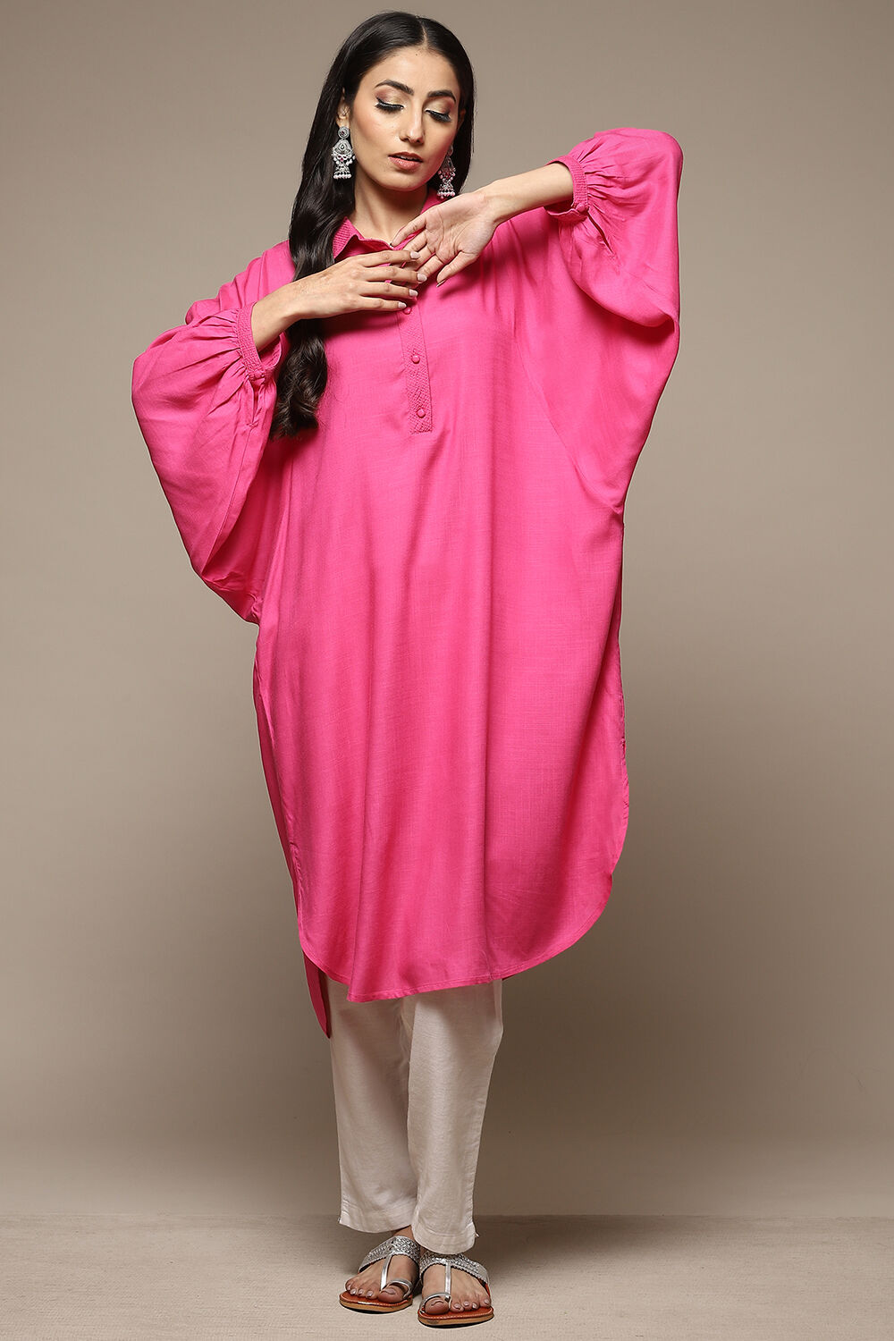 Pink Rayon Straight Printed Kurta image number 5