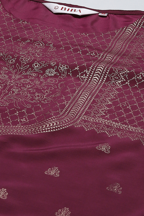 Blue Art Silk Straight Kurta Regular Pant Suit Set image number 1