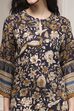 Navy Blue Printed Straight Kurta image number 1