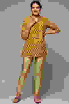 Dull Gold Spandex Solid Leggings image number 0