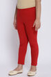Deep Red Cotton Lycra Solid Leggings image number 0