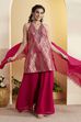 Violet Blue Viscose Rayon Halter Neck Sharara Set image number 6