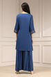 Navy Blue Embroidered Straight Suit Set image number 3