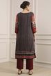 Black and Rust Printed Straight Kurta image number 3