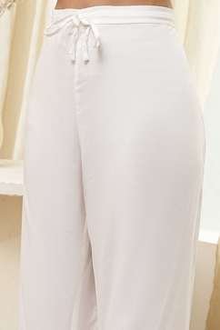 Off-White and Blue Straight Suit Set image number 2