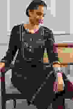 Brown Floral Printed Straight Kurta image number 6