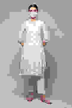 Lavender Cotton Straight Printed Kurta image number 6