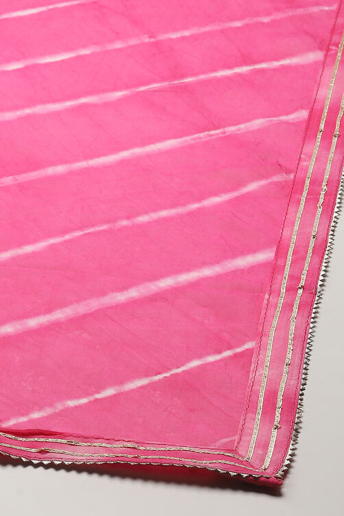 Yellow Organza Unstitched Suit set image number 4