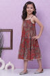Blue Cotton Flared Printed Kurta Pant Set image number 2