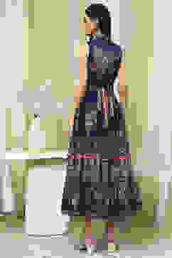 Indigo Cotton Floral Tiered Dress image number 3
