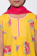 Yellow Cotton A-Line Kurta Churidar Suit Set image number 1