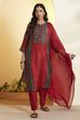 Rust Viscose Blend Straight Suit Set image number 6