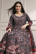 Black Cotton Fitted Anarkali Suit Set image number 7