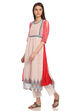White Flared Cotton Printed Kurta image number 2