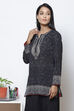 Black Straight Art Silk Short Printed Kurti image number 3