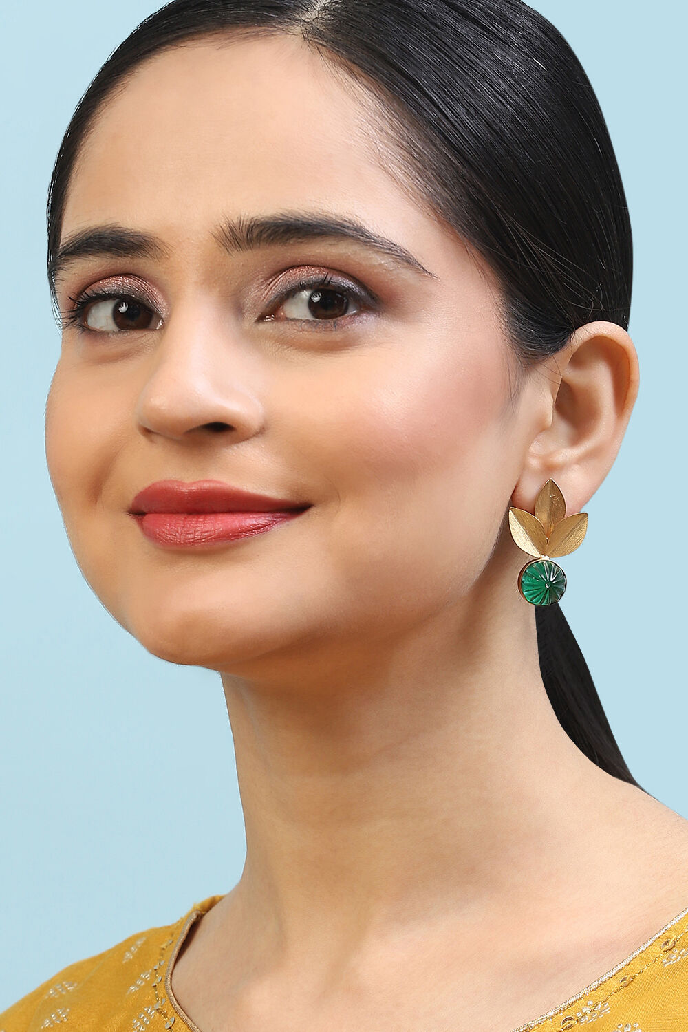 Green Brass Earrings image number 3