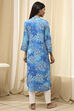 Blue Floral Printed Straight Kurta image number 4