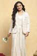 White Viscose Rayon Embroidered Straight Suit Set image number 8