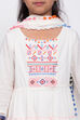 Off White Cotton Tiered Straight Kurta Churidar Suit Set image number 1