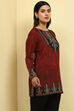 Maroon Polyester Straight Kurti image number 4