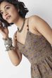 Olive Green Cotton Floral Printed Peplum Top image number 1