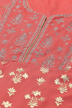 Coral Rayon Straight Kurta Palazzo Suit Set image number 1