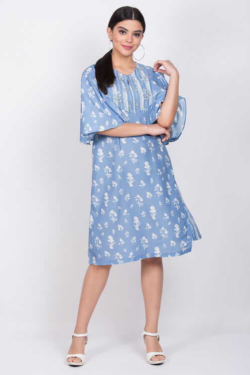 Blue Art Silk A Line Choga image number 0