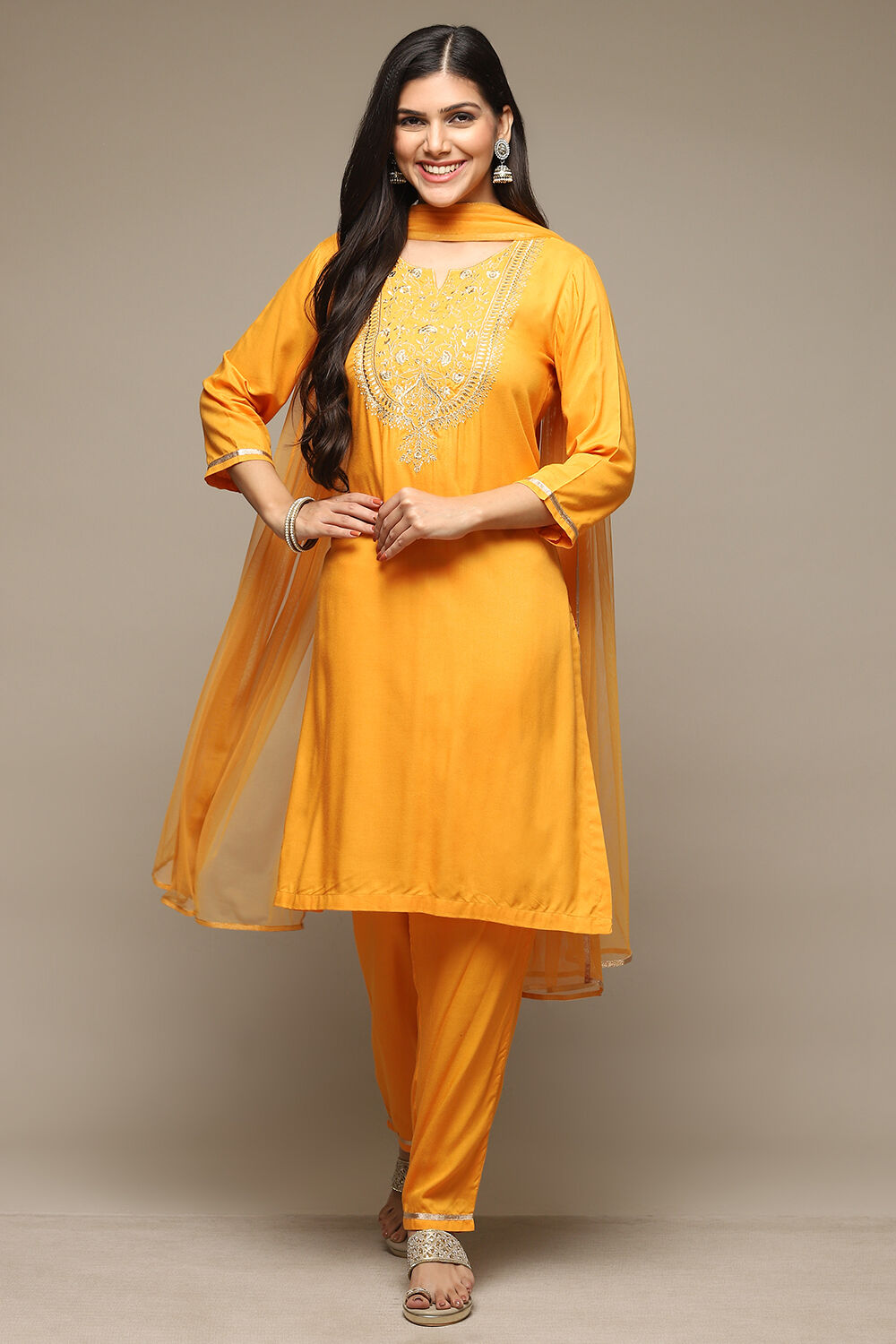Mango Rayon Straight Kurta Pants Suit Set image number 7