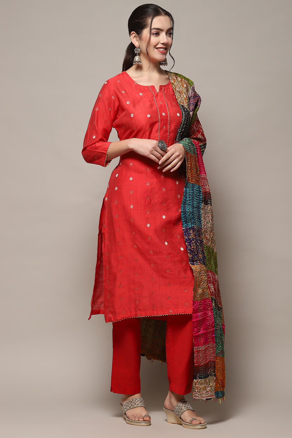 Green Cotton Unstitched Suit set image number 7