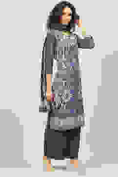 Blue LIVA Straight Kurta Palazzo Suit Set image number 6