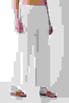 Off White Viscose Lycra Relaxed Palazzos image number 3