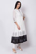 Off White And Black Cotton Anarkali Kurta Churidar Suit Set image number 4