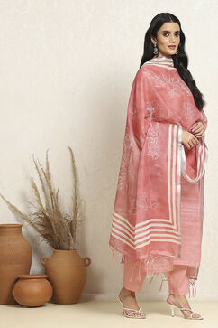 Pink Linen Blend Woven Unstitched Suit Set image number 6