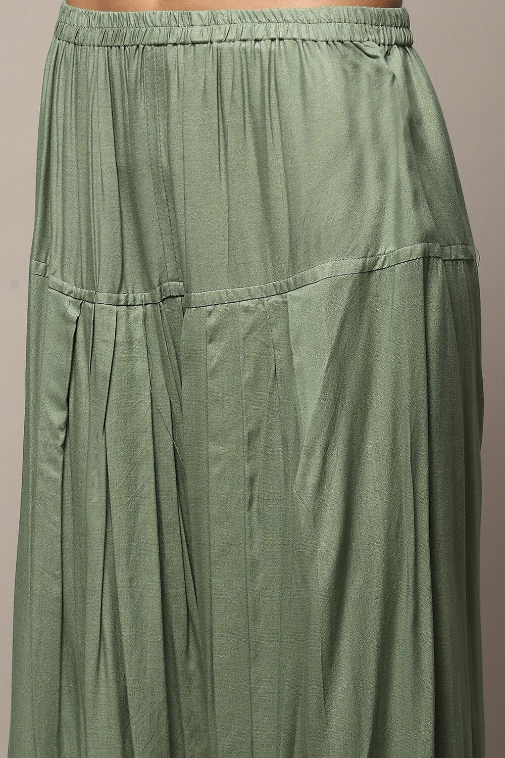 Green Silk Blend Unstitched Suit Set image number 2