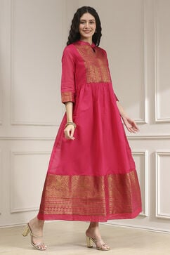 Fuschia Polyester Blend  Kurta image number 4