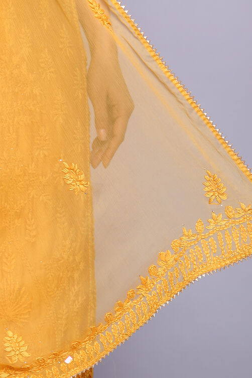 Pink Chanderi Hand Embroidered Unstitched Suit Set image number 5