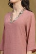 Mauve Crinkled Festive Straight Kurta image number 1