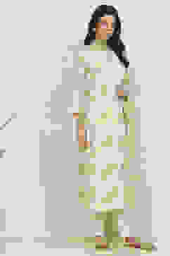 Gold Cotton Digital Print Unstitched Suit Set image number 6