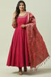 Teal Poly Viscose Anarkali Kurta Churidar Suit Set image number 0
