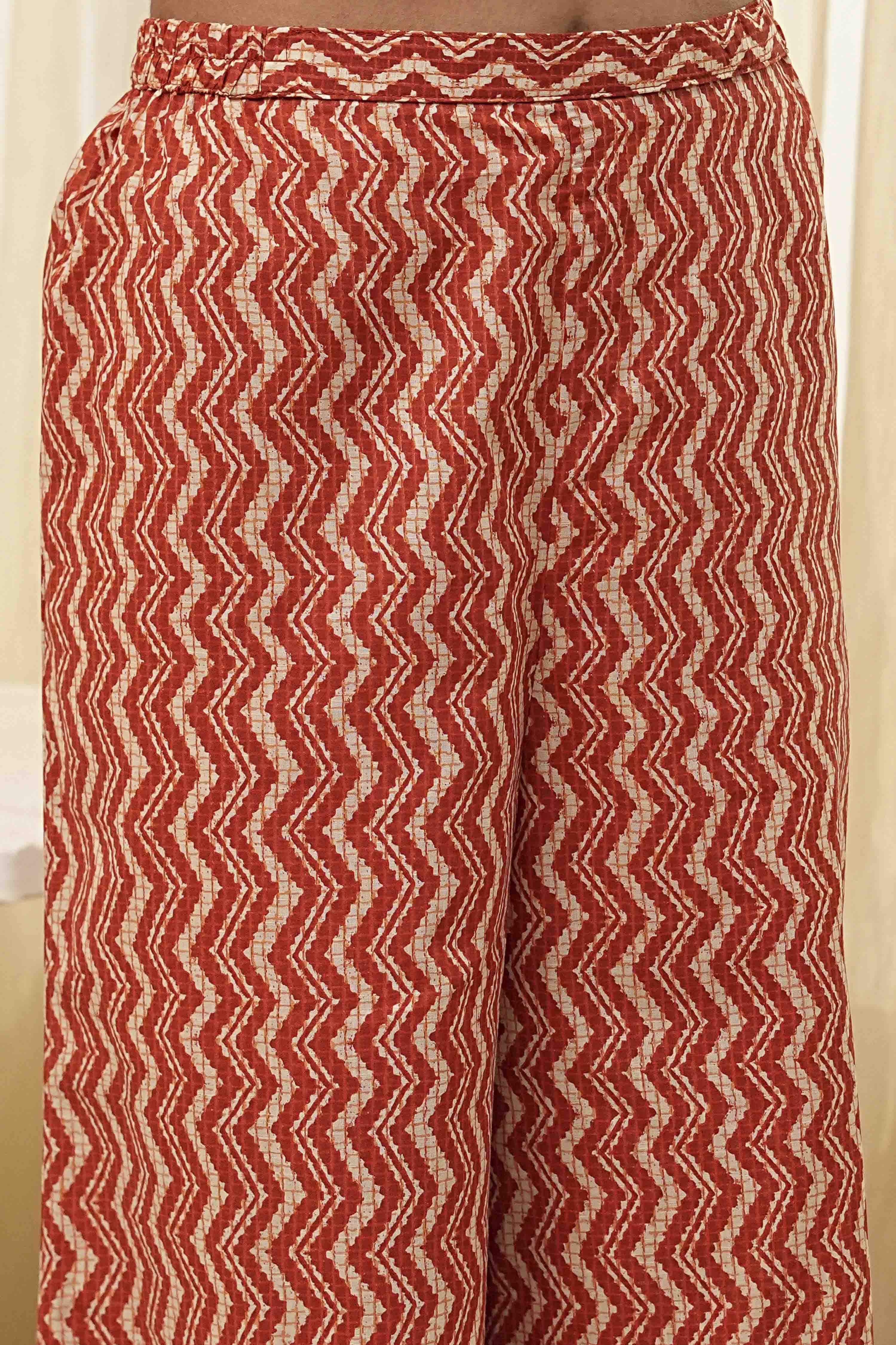 Rust Pure Cotton Printed Kurta Set image number 2