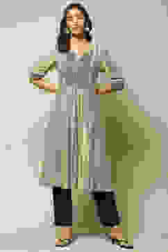 Beige & Black LIVA Straight Printed Kurta image number 6