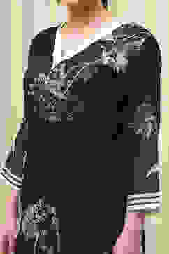 Black Linen Printed Unstitched Suit Set image number 2