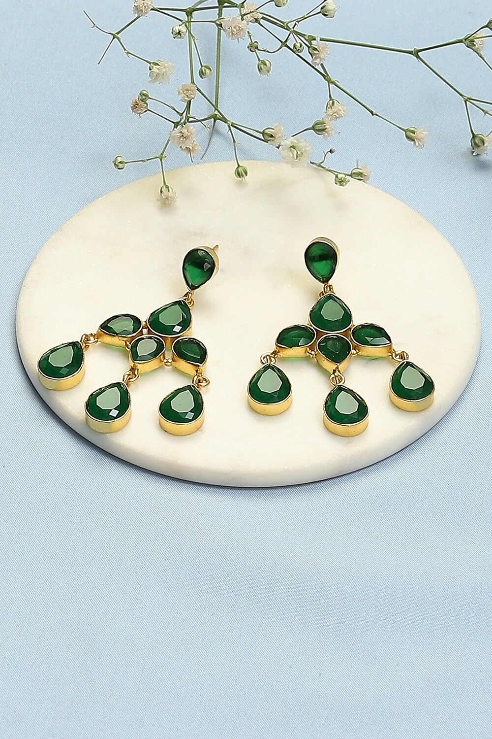 Green Brass Earrings image number 0