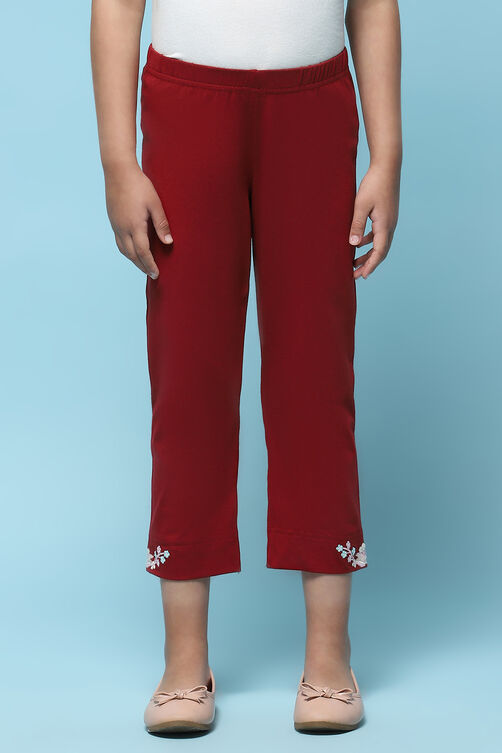 Fuchsia Cotton Lycra Regular Fit Capri image number 4
