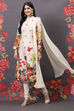 Off White Cotton Silk Straight Printed Suit Set image number 7