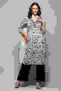 Beige Polyester Straight Printed Suit Set image number 0