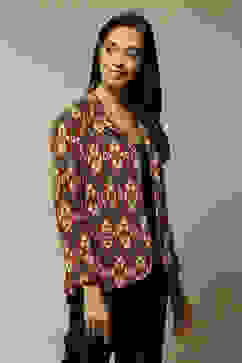 Maroon Acrylic Straight Yarndyed Jacket image number 2