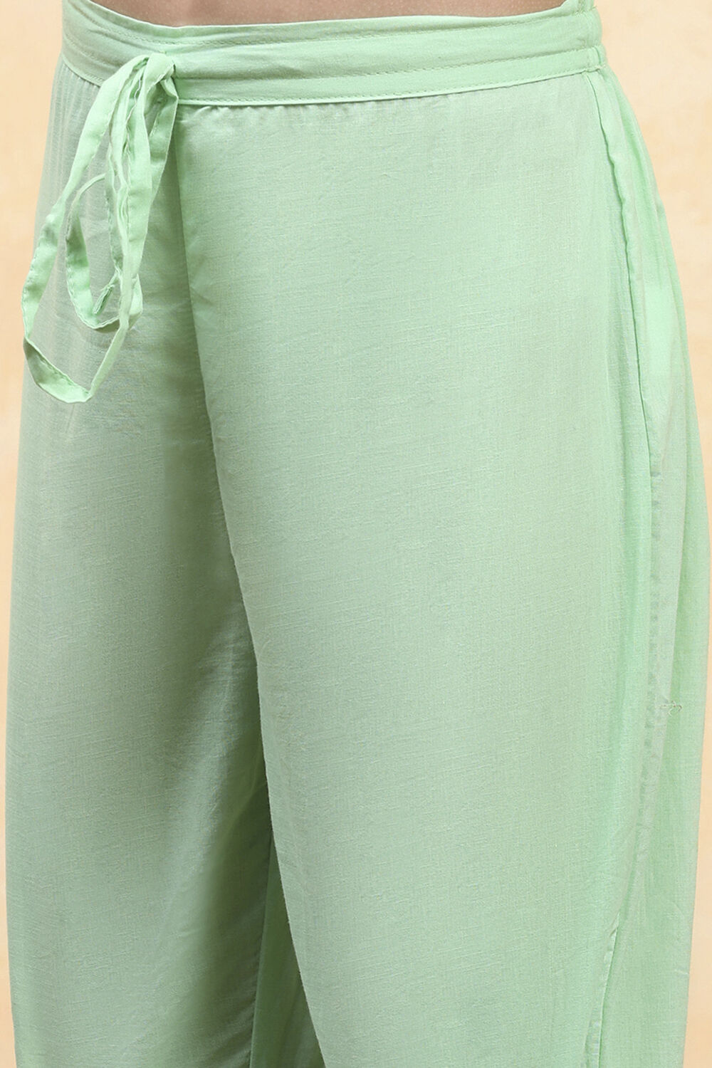 Green Cotton Flared Printed Suit Set image number 2