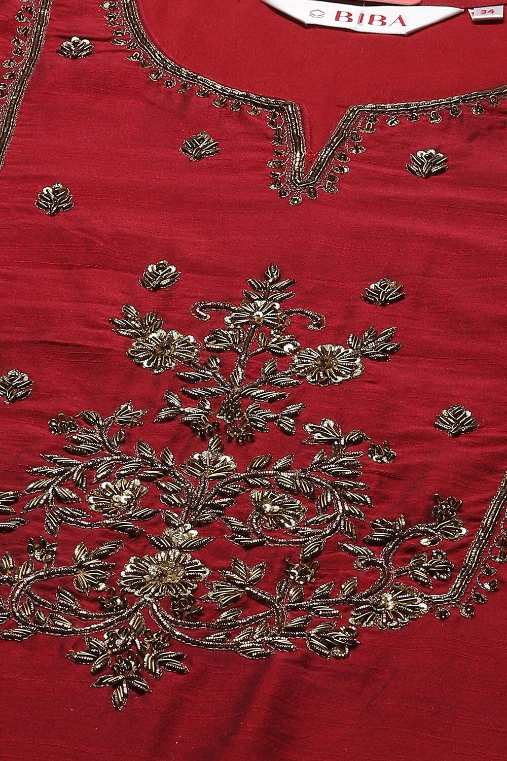 Maroon Poly Viscose Straight Kurta Slim Pants Suit Set image number 1