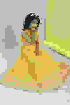 Yellow Cotton Printed Strappy Lehenga Set image number 0